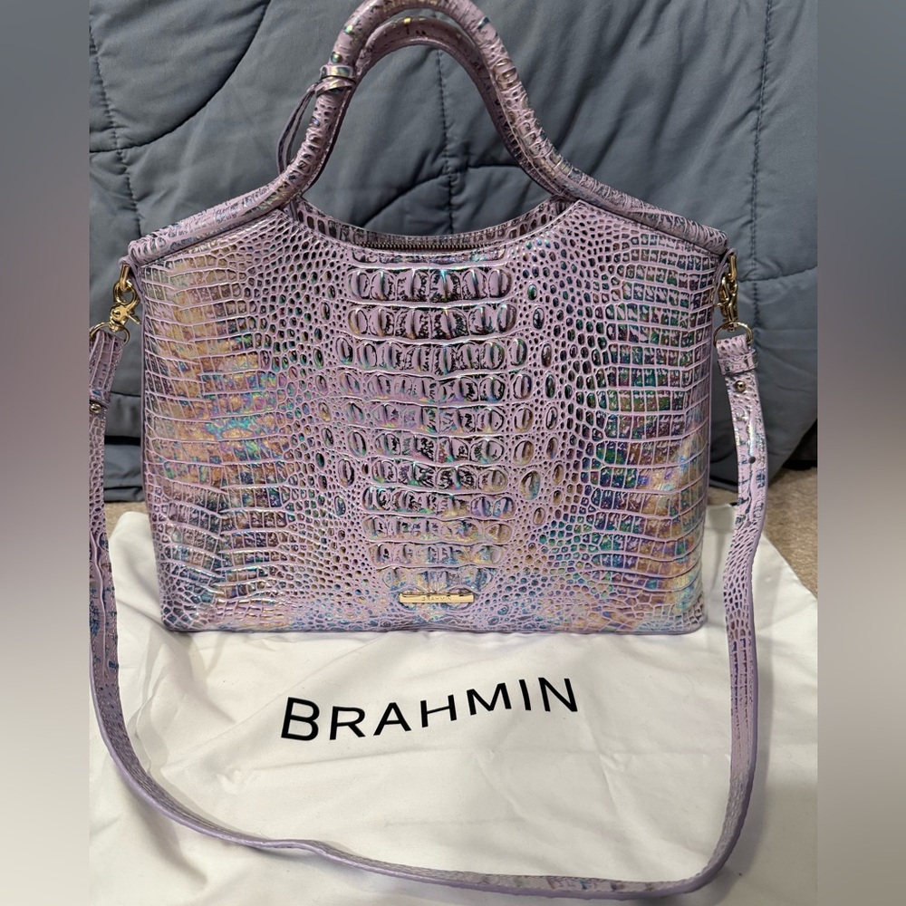 Brahmin Elaine Violet Wonderland Croc-Embossed Tote